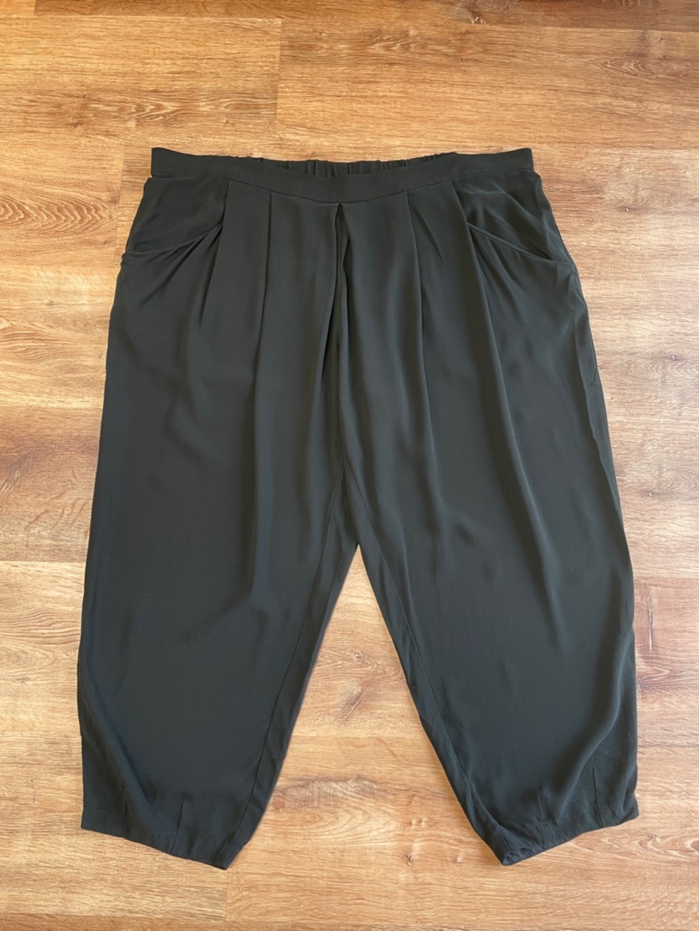 Eileen Fisher Womens 100% Silk Pull On Pants Size 3X Black Quiet Luxury Minimal